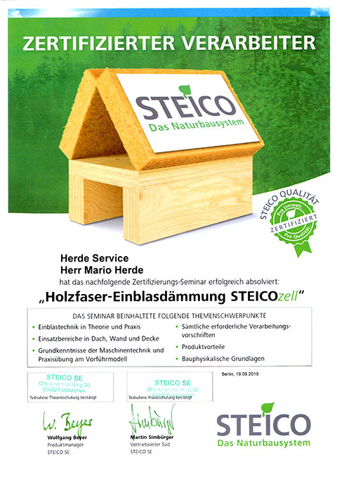 Herde-Service Zertifikat Steico